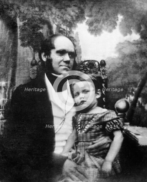 Charles Darwin and his son, Down House, Downe, Kent, 1842.  Artist: Unknown.