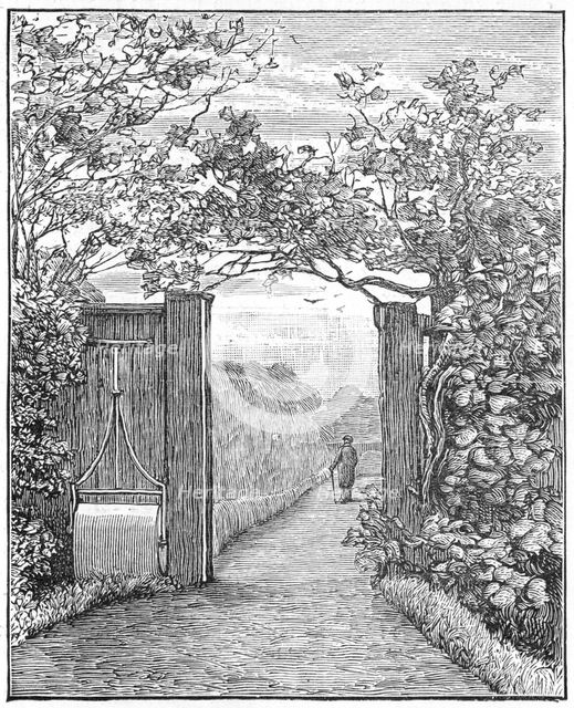 Charles Darwin in the sand walk at Down House, c1870 (1887). Creator: Unknown.