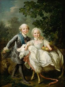 Charles de Bourbon, comte d'Artois with his sister Clotilde, 1763. Creator: Drouais, François-Hubert (1727-1775)