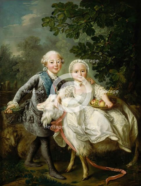 Charles de Bourbon, comte d'Artois with his sister Clotilde, 1763. Creator: Drouais, François-Hubert (1727-1775).