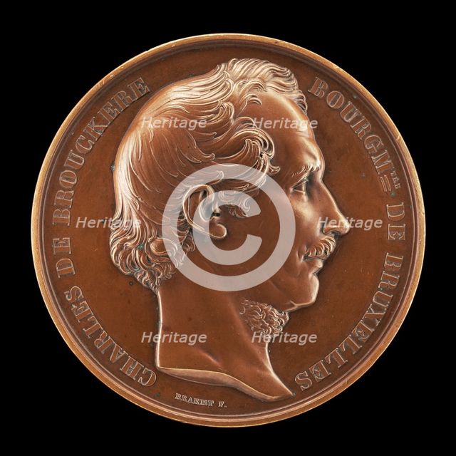 Charles de Brouckère, 1796-1860, Mayor of Brussels 1848 [obverse], 1854. Creator: Joseph Pierre Braemt.