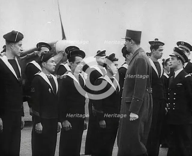 Charles de Gaulle Inspecting Free French Pilots, 1942. Creator: British Pathe Ltd.