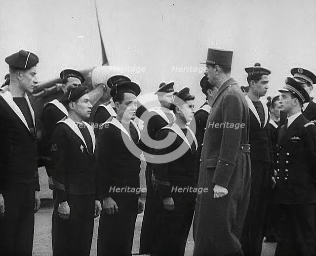 Charles de Gaulle Inspecting Free French Pilots, 1942. Creator: British Pathe Ltd.