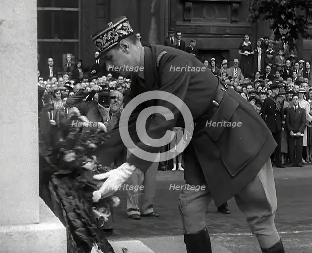 Charles de Gaulle Laying a Wreath, 1941. Creator: British Pathe Ltd.