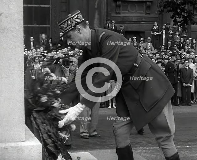 Charles de Gaulle Laying a Wreath, 1941. Creator: British Pathe Ltd.