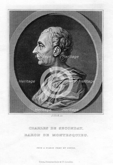 Charles de Secondat, Baron de Montesquieu, (1689-1755).Artist: J Cook