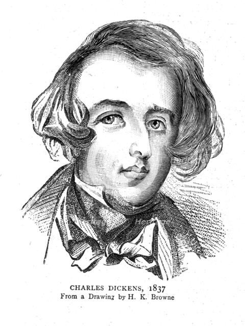 Charles Dickens, 1837. Artist: H K Brown.