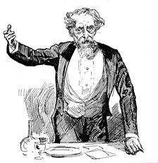 Charles Dickens giving an after-dinner speech, c1860s