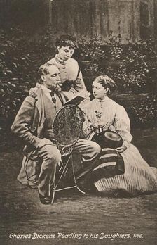 Charles Dickens Reading to his Daughters 1865. Creators: Mason & Co, Robert Hindry Mason