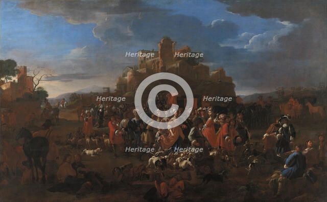 Charles Emmanuel II, Duke of Savoy and Françoise Madeleine d'Orléans with Royal court. Artist: Miel, Jan (1599-1664)