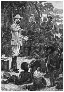 Charles Frederick MacKenzie, British missionary, preaching to African children, 1854-1862 (c1880)