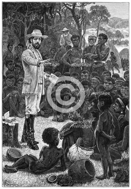 Charles Frederick MacKenzie, British missionary, preaching to African children, 1854-1862 (c1880). Artist: Unknown