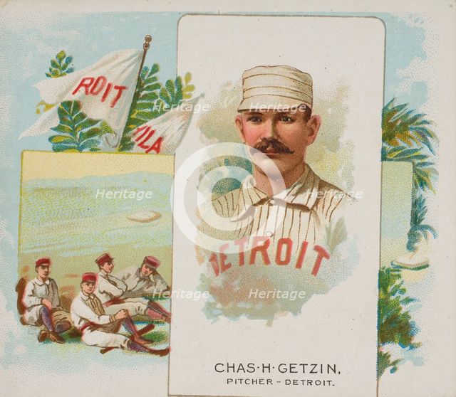 Charles H. Getzien, Pitcher, Detroit, from World's Champions, Second Series (N43) for Alle..., 1888. Creator: Allen & Ginter.
