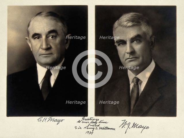 Charles Horace Mayo and William James Mayo. Photograph presented to Sir Henry Wellcome, 1934. Creator: Unknown.