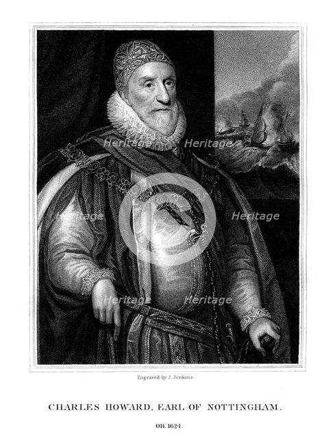Charles Howard, 1st Earl of Nottingham, English statesman and admiral, (1825).Artist: J Jenkins