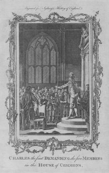 Charles I demanding the five members in the House of Commons 1773. Creator: Charles Grignion