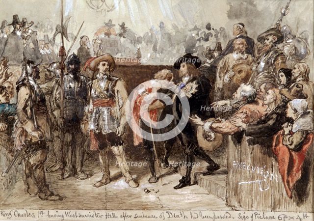 'Charles I leaving Westminster Hall after his trial', 1870. Artist: Sir John Gilbert