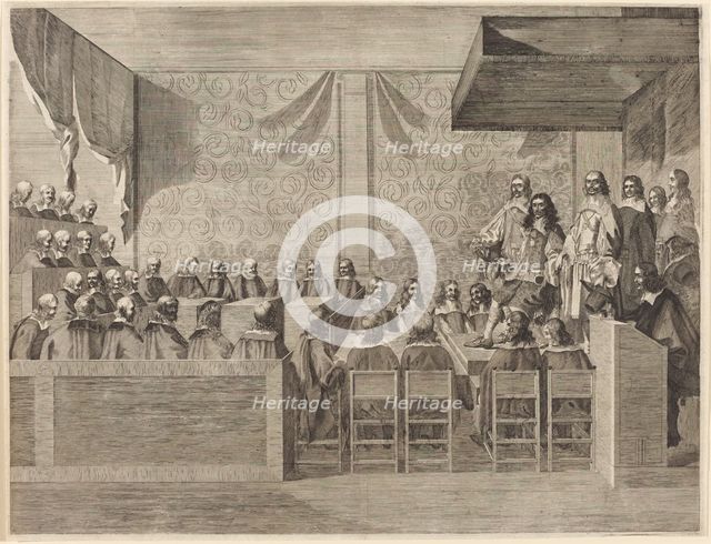 Charles II with His Council, published 1660. Creator: Unknown.