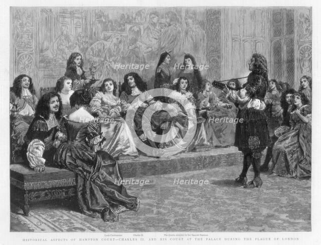Charles II and his court at the palace during the Plague of London, c1665-1666 (1890). Artist: Unknown