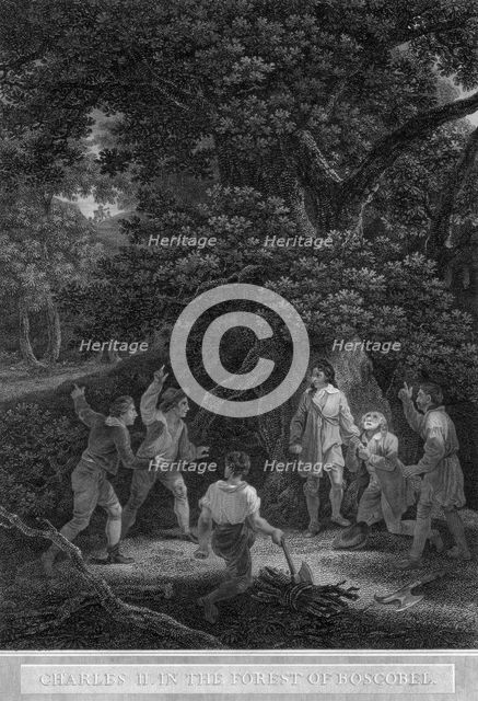 Charles II in the forest of Boscobel, 1651.Artist: Pouney & Rhodes