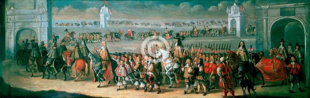Charles II Processing from the Tower of London to Westminster, 22 April 1661. Artist: Dirck Stoop