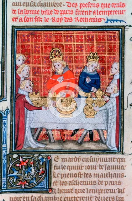 Charles IV receiving presents, (1375-1379). Artist: Unknown
