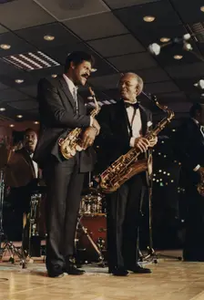 Charles McPherson and Jimmy Heath, Jazz Inn Party, Nordwijk, Netherlands, 1989. Creator: Brian Foskett