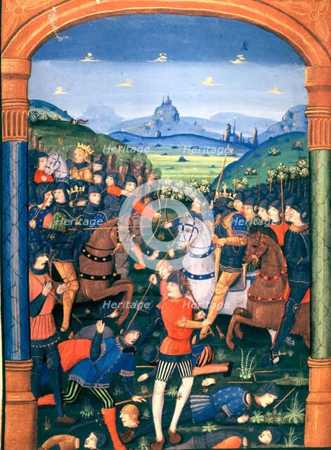 Charles Martel commanding the army in the Battle of Vincy (1714), Rangefredo troops are defeated …