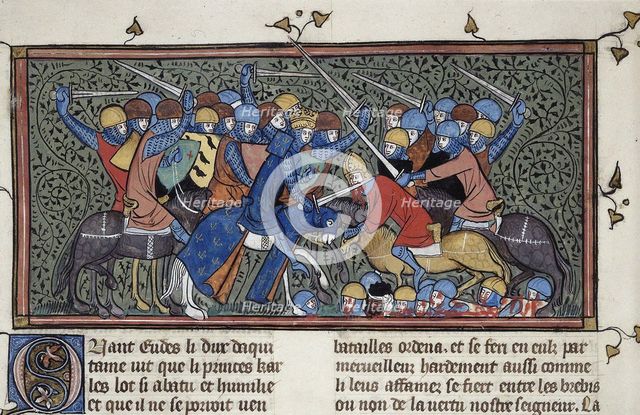 Charles Martel at the Battle of Tours, ca 1332-1350. Creator: Anonymous.