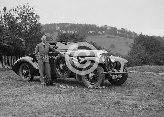 Charles Mortimer with his Barker-bodied 2-seater Bentley, c1930s Artist: Bill Brunell.