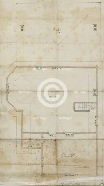Charles R. Larrabee House, Chicago, Illinois, Attic Plan, c. 1863/64. Creator: Edward Burling.