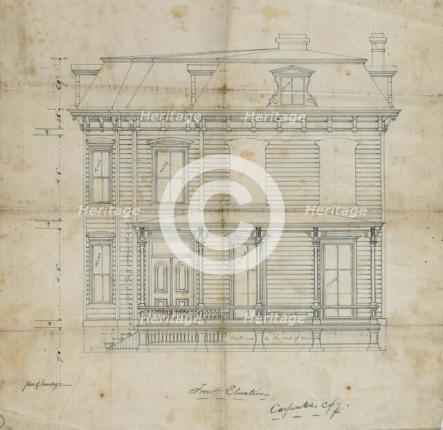 Charles R. Larrabee House, Chicago, Illinois, Front Elevation, c. 1863/64. Creator: Edward Burling.