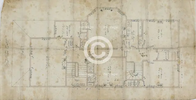 Charles R. Larrabee House, Chicago, Illinois, Second Floor Plan, c. 1863/64. Creator: Edward Burling.