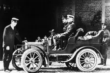 Charles Rolls at the wheel of a 1904 Royce car, c1904