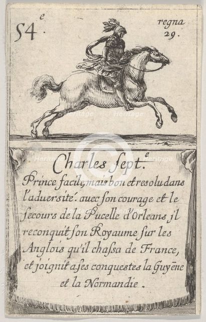 Charles Sept.-e / Prince facile..., from 'Game of the Kings of France' (Jeu des Rois de Fr..., 1644. Creator: Stefano della Bella.