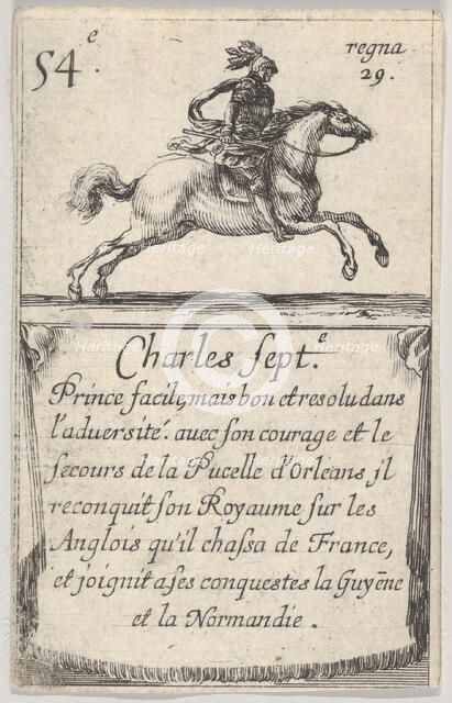Charles Sept.-e / Prince facile..., from 'Game of the Kings of France' (Jeu des Rois de Fr..., 1644. Creator: Stefano della Bella.