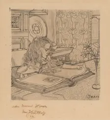 Charley Looking at an Album of Prints, 1898. Creator: Jan Toorop
