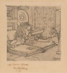 Charley Looking at an Album of Prints, 1898. Creator: Jan Toorop