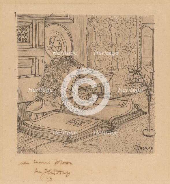 Charley Looking at an Album of Prints, 1898. Creator: Jan Toorop.