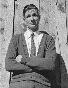 Charlie Carlock, aged thirty-six, the spokesman for the group..., Gem County, Idaho, 1939. Creator: Dorothea Lange