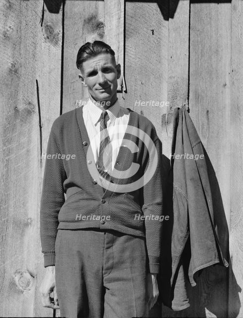 Charlie Carlock, aged thirty-six, the spokesman for...Ola self-help sawmill co-op, Idaho, 1939. Creator: Dorothea Lange.
