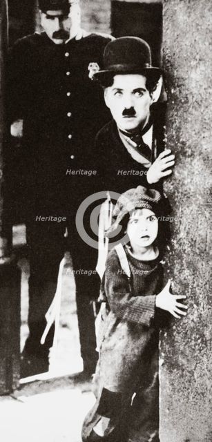 Charlie Chaplin and Jackie Coogan in 'The Kid', 1921. Creator: Unknown.