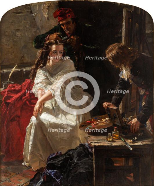 Charlotte Corday in the Prison of the Conciergerie, 1862. Creator: Ward, Edward Matthew (1816-1879).