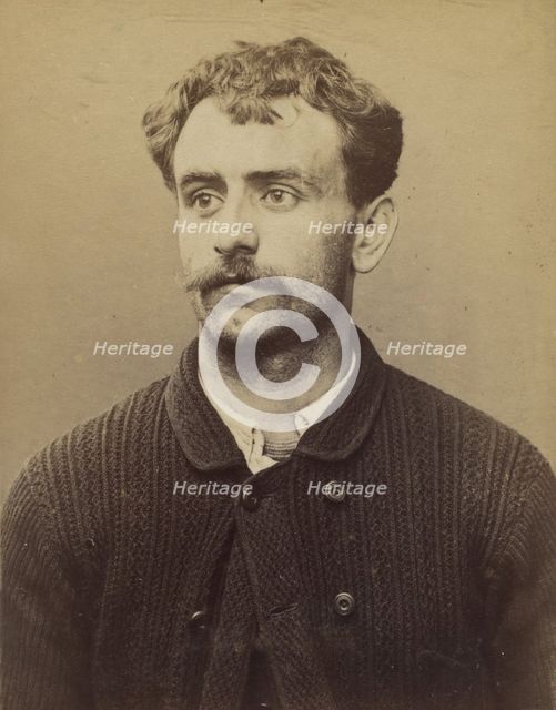 Charrié. Cyprien. 26 ans, né le 7/10/67 à Paris XVIlle. Imprimeur. Anarchiste 2/7/94. , 1894. Creator: Alphonse Bertillon.
