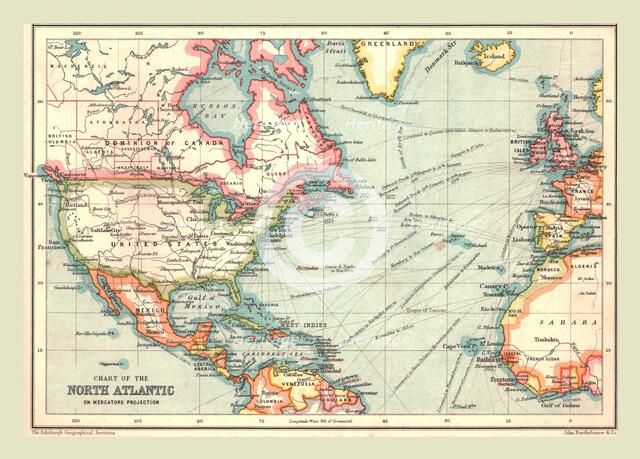 Chart of the North Atlantic, 1902.  Creator: Unknown.