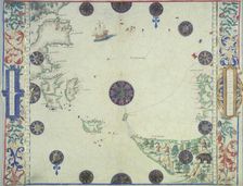 Chart of the Atlantic Ocean, c1535-1542. Creator: John Rotz