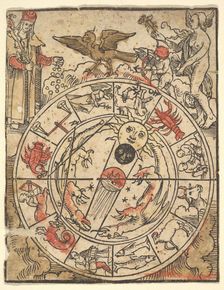 Chart of the Signs of the Zodiac with Venus, Cupid, and a Bishop Saint. Creator: Hans Baldung