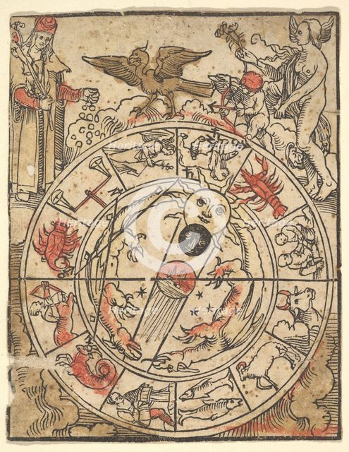 Chart of the Signs of the Zodiac with Venus, Cupid, and a Bishop Saint. Creator: Hans Baldung.