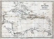 Chart of the West Indies, with the adjacent Coast of South America, 1830. Artist: J&C Walker