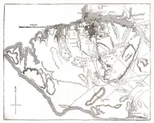Chart showing the relative positions of the batteries and Allied Forces around Sebastopol 1854. Creator: Unknown